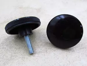 Qty (2), 5/16-18 x 1" roscado, sujeción, agarre redondo de plástico, perillas de tornillo de pulgar - Imagen 1 de 8