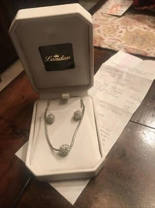 New Landau NHL Necklace And Earrings Set. Sterling Silver And Crystal - Picture 1 of 3