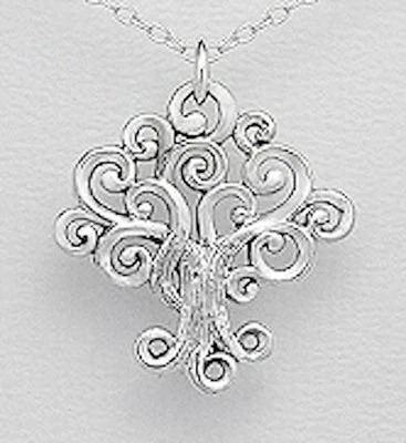 Lindo pingente de árvore de prata esterlina maciça 1,22 pol. 5,4 g  - Imagem 1 de 2