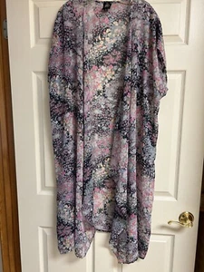 Bobeau Cardigan XL Short Sleeve Floral Long Open Front Boho Cottage Core Prairie - Picture 1 of 9