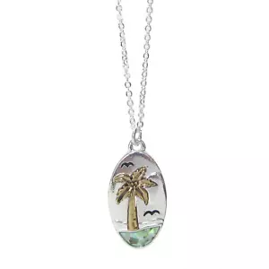 Palm Tree Abalone Pendant Necklace Sterling Silver - Picture 1 of 9
