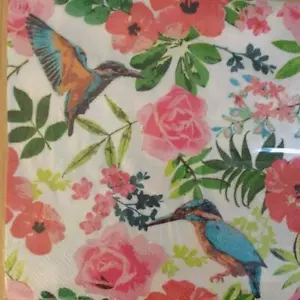 PAPER NAPKINS / SERVIETTES PACK OF 20 HUMMINGBIRD WITH FLOWERS 3PLY - Picture 1 of 2