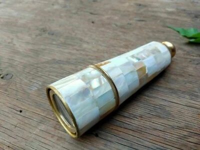 Винтажный 18-дюймовый латунный монокуляр перламутровый морской прицел Lorgnette - Изображение 1 из 4