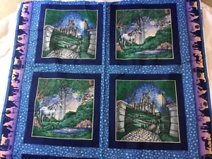 Vintage Unicorn Castle  Magical Quilt Fabric VIP Cranston, Panel - Picture 1 of 3