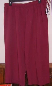 JACYLN SMITH SUMMER CAPRI CREPE PANTS WOMANS XL BURGANDY WIDE LEG PULL ON NWT - Picture 1 of 1