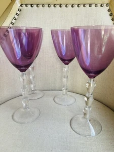 Carat Amethyst Wine Glasses by Lenox Set of 4 Discontinued Pattern BEAUTIFUL - Picture 1 of 13
