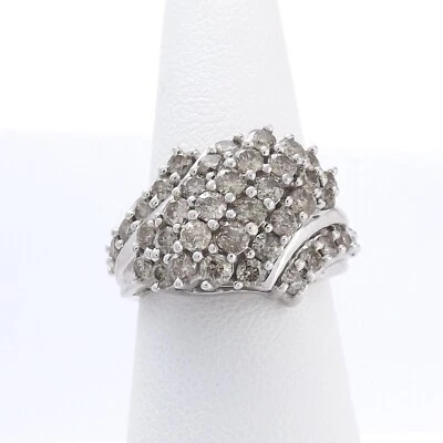 Anillo de diamantes naturales champán claro oro 10k cascada cóctel talla 7 2cttw nuevo Foto 1 de 4