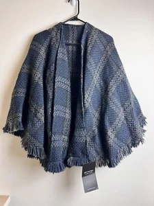 John Branigan Pocket Cape Poncho Womens W/Pockets Navy Irish Wool One Size Cozy - Picture 1 of 5