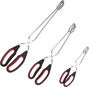 3er Pack Edelstahl Scherenzange, Küchenzange zum Kochen Lebensmittel Zange BBQ - Bild 1 von 6