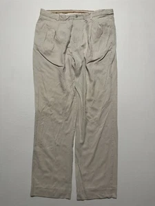 Tommy Bahama 36 x 32 Cream Silk Blend Herringbone Pleated Trousers - Picture 1 of 5