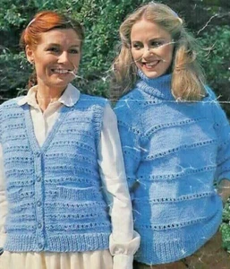 0811 Lady's Sweater & Waistcoat 32-42" Sport - Vintage Knitting Pattern Reprint - Picture 1 of 2