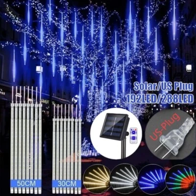 LED Meteor Shower Lights Waterproof Falling Rain Icicle Outdoor Christmas Decor - Image 1 of 4