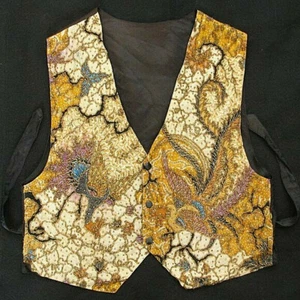 Vintage Superb Detailed Peacock BEADED Bird Pattern VEST Gold Purple Blue Black - Picture 1 of 12