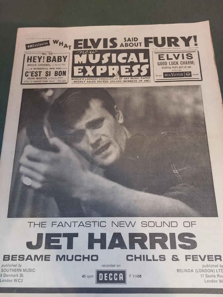 Vintage NME Magazine 18 MAY 1962 Jet Harris Elvis Fury Cliff J Leyton Eden Kane - Image 1 of 1