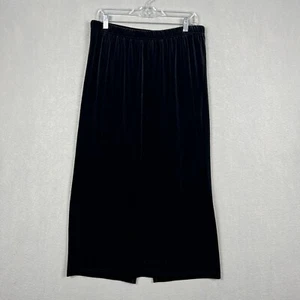 Vikki Vi Maxi Skirt Women's Size 1X Black Velvet Elastic Waist Slit Back Dressy - Picture 1 of 9