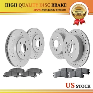 303mm Front 278mm Rear Drilled Rotors Brake Pads for Chevy Impala Monte Carlo - Picture 1 of 10