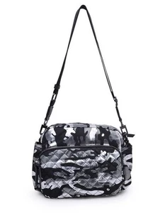 Sol & Selene Ambience Nylon Crossbody Silver Black Metallic Camo Large Bag Purse - Picture 1 of 19