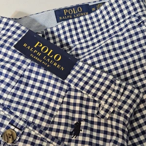 RALPH LAUREN POLO Men Gingham Check CHECKER LINKS F/GOLF SHORTS NWT 35 Blue $115 - Picture 1 of 9