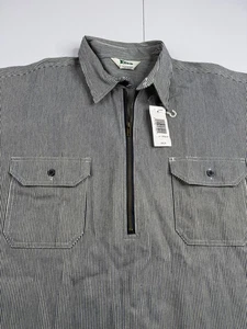 Key Hickory Stripe Logger Shirt Short Sleeve 1/4 Zip Heavy Cotton Work 2XL NWT - Picture 1 of 6