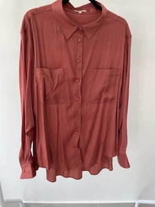 Marks and Spencer Women's Satin Red Long Sleeve Shirt Button Up Size 22 - Picture 1 of 5