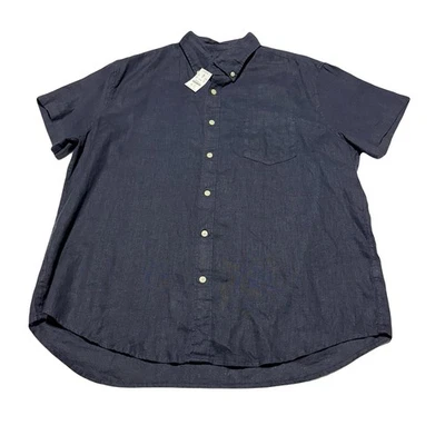 J.Crew Shirt Men's Size XL Slim Navy Linen Blend Button Down Short Sleeve NWT - Image 1 of 4