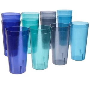 Vasos reutilizables de plástico para café (juego de 12) tazas de té helado de 32 onzas, costeros |... - Imagen 1 de 8