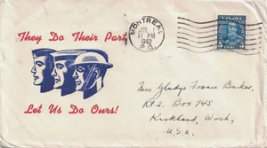 1942 Montreal, Quebec, Canada Cancel on Cover with a Classic Patriotic Cachet - Picture 1 of 1