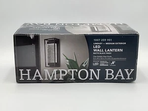 Hampton Bay 12.38 in Matte Black Lindley Hardwired LED Outdoor Wall Lantern - Picture 1 of 8