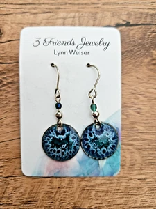 Nuevos Pendientes - Joyería 3 Amigos por Lynn Weiser Cobre Vidrio Checo Azul/Verde - Imagen 1 de 4