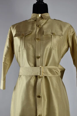 Camisa de vestir Ralph Lauren etiqueta negra talla 4 logotipo de seda con botones bolsillos con cinturón Foto 1 de 4