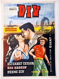 GIANT JAMES DEAN ELIZABETH TAYLOR 1956 ROCK HUDSON ÚNICO RARO PÓSTER DE LA PELÍCULA YUGO - Imagen 1 de 3