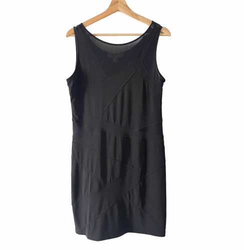 Abito corto smanicato nero Michael Kors jersey elasticizzato aderente taglio trasparente M