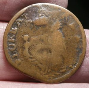 1663-1672 FIRST OFFICIAL NEW JERSEY COPPER FARTHING ST. PATRICK S-758 - Picture 1 of 2