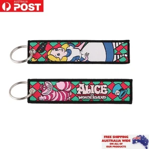 Disney Alice In Wonderland Keychain Keyring Double Side Embroidered Key Tag Gift - Picture 1 of 1