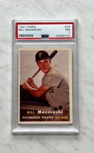 1957 TOPPS BASEBALL BILL MAZEROSKI #24 PSA 7 NEAR MINT ROOKIE CARD HOF