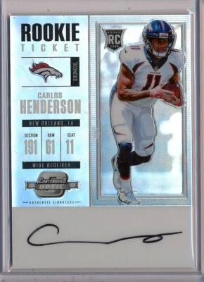 CARLOS HENDERSON 2017 Contenders Optic Rookie Ticket AUTO SP - Broncos RC - Image 1 of 2