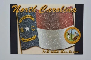 State of North Carolina Flag Postcard W/Added Glitter Decoration UNPOSTED - Picture 1 of 2