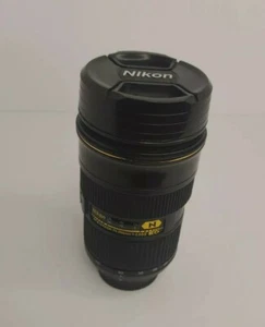 Nikon Nikkor Camera Lens 24-700mm Insulated Black 12oz Tumbler Mug Photograpy - Picture 1 of 8