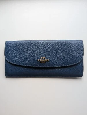 Coach Signature Genuine Leather Slim Envelope Wallet Blue - Image 1 of 4