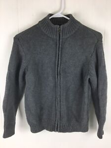 Old Navy Full Zipper Youth Medium Cotton Knit Sweater School Uniform Dark Gray