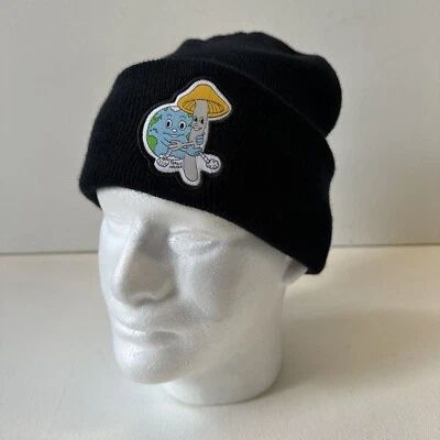 Porous Walker Shroom Mushroom World Knit Cap Hat Beanie Black One Size Foto 1 de 4