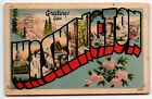 Greetings From Washington State Large Letter Linen Postcard Wa Pm 1942