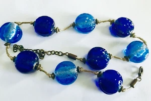 Vtg Bohemian Czech Pressed Glass Beads Necklace - Picture 1 of 4