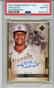 2020 Topps Transcendent Juan Soto Auto 12/25 Graded PSA 10 POP 1 Mets Nationals - Picture 1 of 3
