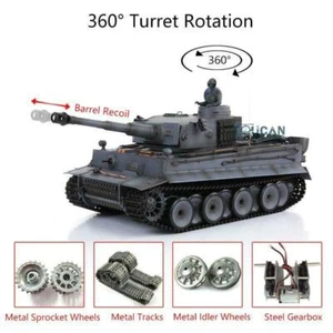 Henglong 7.0 1/16 Tiger I RC RTR Tank 3818 Collectton 360° Barrel Recoil Sound - Bild 1 von 7