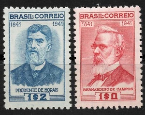 RHM:#C173-C174 1942 Brazil CENT. DO NASCIMENTO DE BERNARDINO DE CAMPOS E PRUD. - Picture 1 of 2