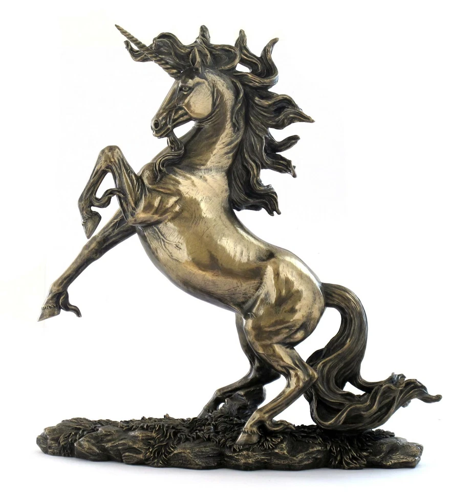 Centro de mesa de unicornio crianza escultura de bronce fundido en frío Foto 1 de 1