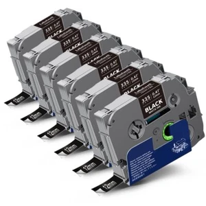 6x Ruban Cassette Compatible Brother TZ 12mm x 8m 0.47 TZe-335 TZe335 TZ-335 ... - Afbeelding 1 van 9