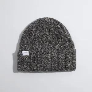 Coal The Nukon Cable Knit Wool Cuff Beanie with Fleece Band Black Marl Grey New - Picture 1 of 1