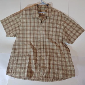 Camisa de manga corta a cuadros Red Head Brand Co para hombre 2XL naranja marrón tostado - Imagen 1 de 7